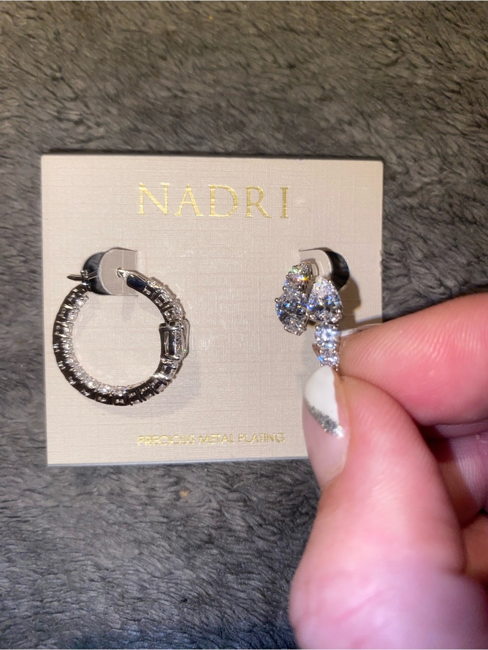Nadri Silver Cubic Zirconia Hoop & Drop Earrings